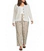 Sugarlips Plus Size Paisley Printed High Rise Drawstring Waist Straight Leg Denim Coordinating Pants - Image 3