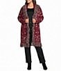 Sugarlips Plus Size Pesie Bandana Printed Fringe Collared Long Sleeve Belted Wrap Cardigan - Image 1