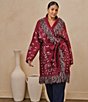 Sugarlips Plus Size Pesie Bandana Printed Fringe Collared Long Sleeve Belted Wrap Cardigan - Image 6