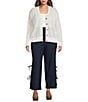 Sugarlips Plus Size Pointelle V-Neck Long Sleeve Button Front Cardigan - Image 4