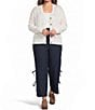 Sugarlips Plus Size Pointelle V-Neck Long Sleeve Button Front Cardigan - Image 4
