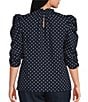 Sugarlips Plus Size Polka Dot Smocked Mock Neck Draped Sleeve Top - Image 2