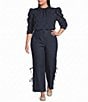 Sugarlips Plus Size Polka Dot Smocked Mock Neck Draped Sleeve Top - Image 3
