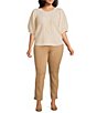 Sugarlips Plus Size Puffed Sleeve Cable Knit Sweater, Color:Oatmeal - Image 3