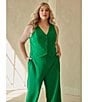 Color:Kelly Green - Image 6 - Plus Size Rica Sauve Button Up Sleeveless Vest