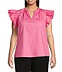 Sugarlips Plus Size Ruffle-Sleeve Woven Poplin Blouse,Specials : American Fashion Style Bags On Sale
