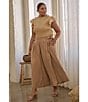 Sugarlips Plus Size Safari Pull-On Wide Leg Pants, Color:Sand - Image 7