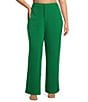 Color:Kelly Green - Image 1 - Plus Size Slight Stretch High Waisted Wide Leg Trousers