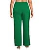 Color:Kelly Green - Image 2 - Plus Size Slight Stretch High Waisted Wide Leg Trousers
