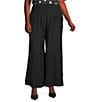 Sugarlips Plus Size Smocked Waist Wide Leg Pants, Color:Black - Image 1