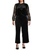 Sugarlips Plus Size Sparkle City Velvet Ruffle Mock Neck Sequin Long Sleeve Top, Color:Black - Image 4