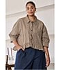 Sugarlips Plus Size Striped Collared Short Sleeve Ruffle Hem Button Front Top - Image 5