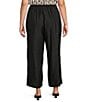 Sugarlips Plus Size Striped Textured High Waist Wide Leg Pants, Color:Black - Image 2