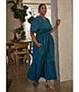 Sugarlips Plus Size Tamia Short Sleeve Poplin Maxi Dress, Color:Teal - Image 4