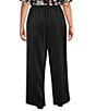 Sugarlips Plus Size Traveler Satin High Waisted Wide Leg Full Length Wrap Panel Pants, Color:Black - Image 2