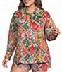 Sugarlips Plus Size Tropical Boyfriend Printed Collared Long Sleeve Button Down Coordinating Shirt - Image 1