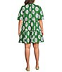 Sugarlips Plus Size Tropical Dixie Printed Split V-Neck Short Sleeve Poplin Shift Dress - Image 2