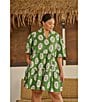 Sugarlips Plus Size Tropical Dixie Printed Split V-Neck Short Sleeve Poplin Shift Dress - Image 3