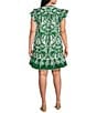 Sugarlips Plus Size Tropical Ebba Printed Split Neck Ruffle Cap Sleeve Mini Shift Dress - Image 2