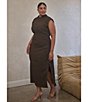 Sugarlips Plus Size True Clover Sleeveless Textured Knit Midi Dress, Color:Chocolate - Image 4