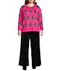 Sugarlips Plus Size Under The Tree Sequin Crew Neck Sweater, Color:Fuschia - Image 3