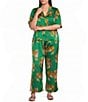 Sugarlips Plus Size Violda Tiger Printed Satin Collared Short Sleeve Button Down Coordinating Top - Image 4