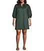 Sugarlips Plus Size Vitoria Balloon Sleeve Shift Mini Dress, Color:Emerald - Image 1