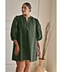 Sugarlips Plus Size Vitoria Balloon Sleeve Shift Mini Dress, Color:Emerald - Image 4