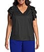 Sugarlips Plus Size Sleeveless Ruffle Trimmed Woven Top - Image 1