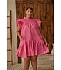 Sugarlips Plus Sleeveless Ruffled Smocked Shift Dress, Color:Bubblegum Pink - Image 4