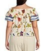 Sugarlips Plus Tropical Floral/Paisley Printed Off-The-Shoulder Short Sleeve Top, Color:Ivory Multi - Image 2