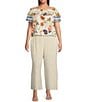 Sugarlips Plus Tropical Floral/Paisley Printed Off-The-Shoulder Short Sleeve Top, Color:Ivory Multi - Image 3