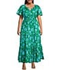Sugarlips Plus Waterlilly Floral Palmer Poplin Maxi Dress, Color:Light Blue Multi - Image 1