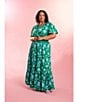Sugarlips Plus Waterlilly Floral Palmer Poplin Maxi Dress, Color:Light Blue Multi - Image 5