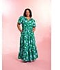 Sugarlips Plus Waterlilly Floral Palmer Poplin Maxi Dress, Color:Light Blue Multi - Image 6