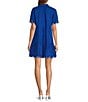 Sugarlips Poplin Ruffled Split V-Neck Short Sleeve Scallop Hem Mini Dress, Color:Cobalt - Image 2