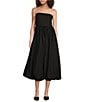 Sugarlips Poplin Strapless Neck Sleeveless Bubble Hem Midi Dress, Color:Black - Image 1