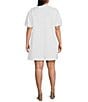 Color:White - Image 2 - Puffed Sleeve Faux Pearl Button Detailed Dress