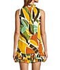 Sugarlips Renia Tropical Printed Miley Split V-Neck Sleeveless Coordinating Blouse Top - Image 2