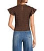 Sugarlips Ruffle Mock Neck Sleeveless Smocked Top, Color:Brown - Image 2