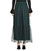 Sugarlips Sheer Plaid Tiered Elastic Waist Pull-On Maxi Skirt, Color:Green Black - Image 2