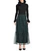 Sugarlips Sheer Plaid Tiered Elastic Waist Pull-On Maxi Skirt, Color:Green Black - Image 3