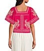Sugarlips Silvia Embroidered Square Neck Short Sleeve Top - Image 2