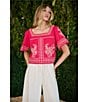 Sugarlips Silvia Embroidered Square Neck Short Sleeve Top - Image 5