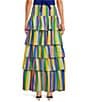 Sugarlips Stripe Print High Waisted Tiered Maxi Skirt, Color:Pink Multi - Image 2