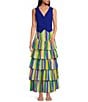 Sugarlips Stripe Print High Waisted Tiered Maxi Skirt, Color:Pink Multi - Image 3
