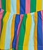 Sugarlips Stripe Print High Waisted Tiered Maxi Skirt, Color:Pink Multi - Image 4