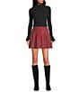 Sugarlips Structure Plaid Back Elastic Waist Button Front A-Line Mini Skirt, Color:Red Multi - Image 3