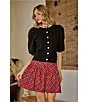 Sugarlips Structure Plaid Back Elastic Waist Button Front A-Line Mini Skirt, Color:Red Multi - Image 5