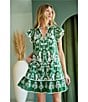 Sugarlips Tropical Ebba Printed Split Neck Ruffle Cap Sleeve Mini Shift Dress - Image 4